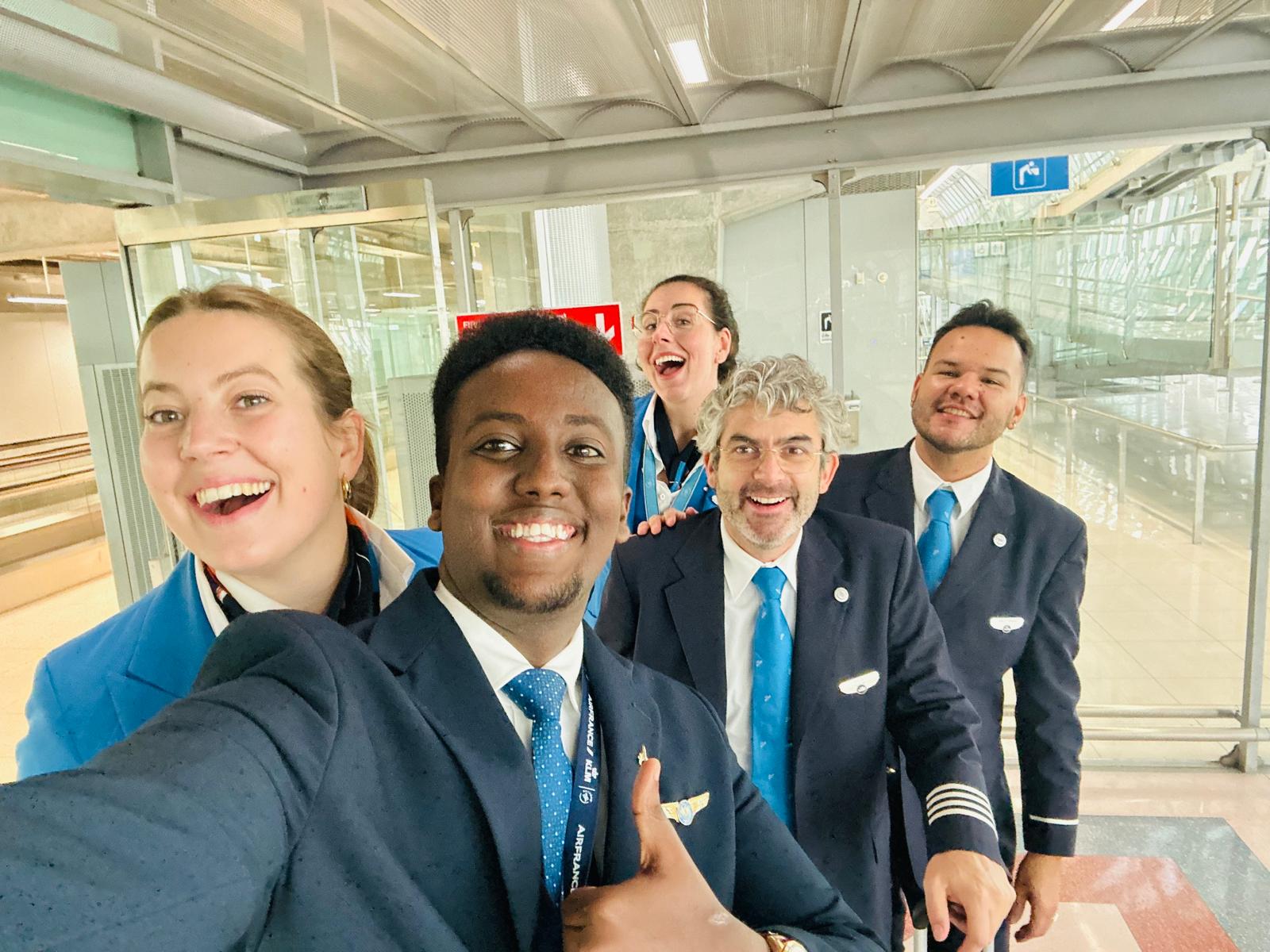 With international airline crew at the airport terminal